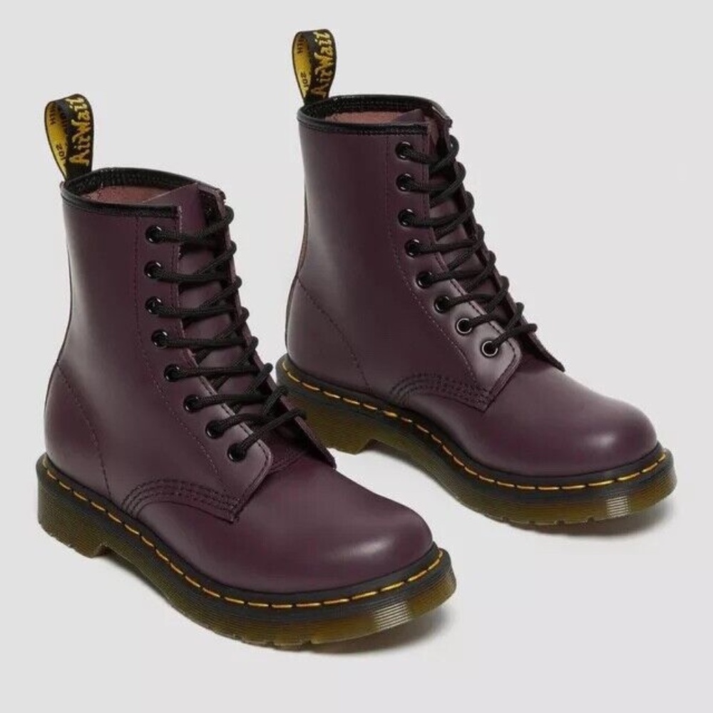 Dr. Martens 1460 Lace Up Boots Size 6 Purple Smooth Leather Combat